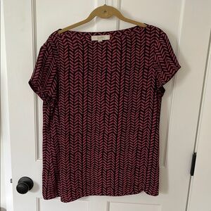 Loft Black and red Chevron Top